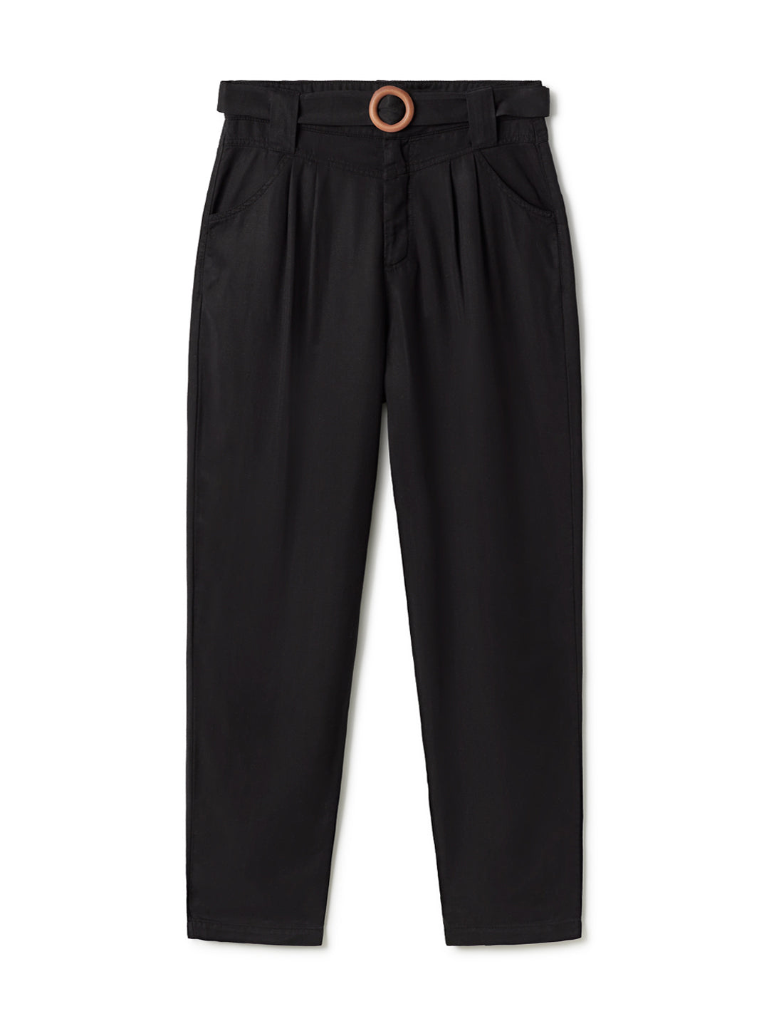 Pantalon droit en tencel | noir "takaroa tencel trousers black"