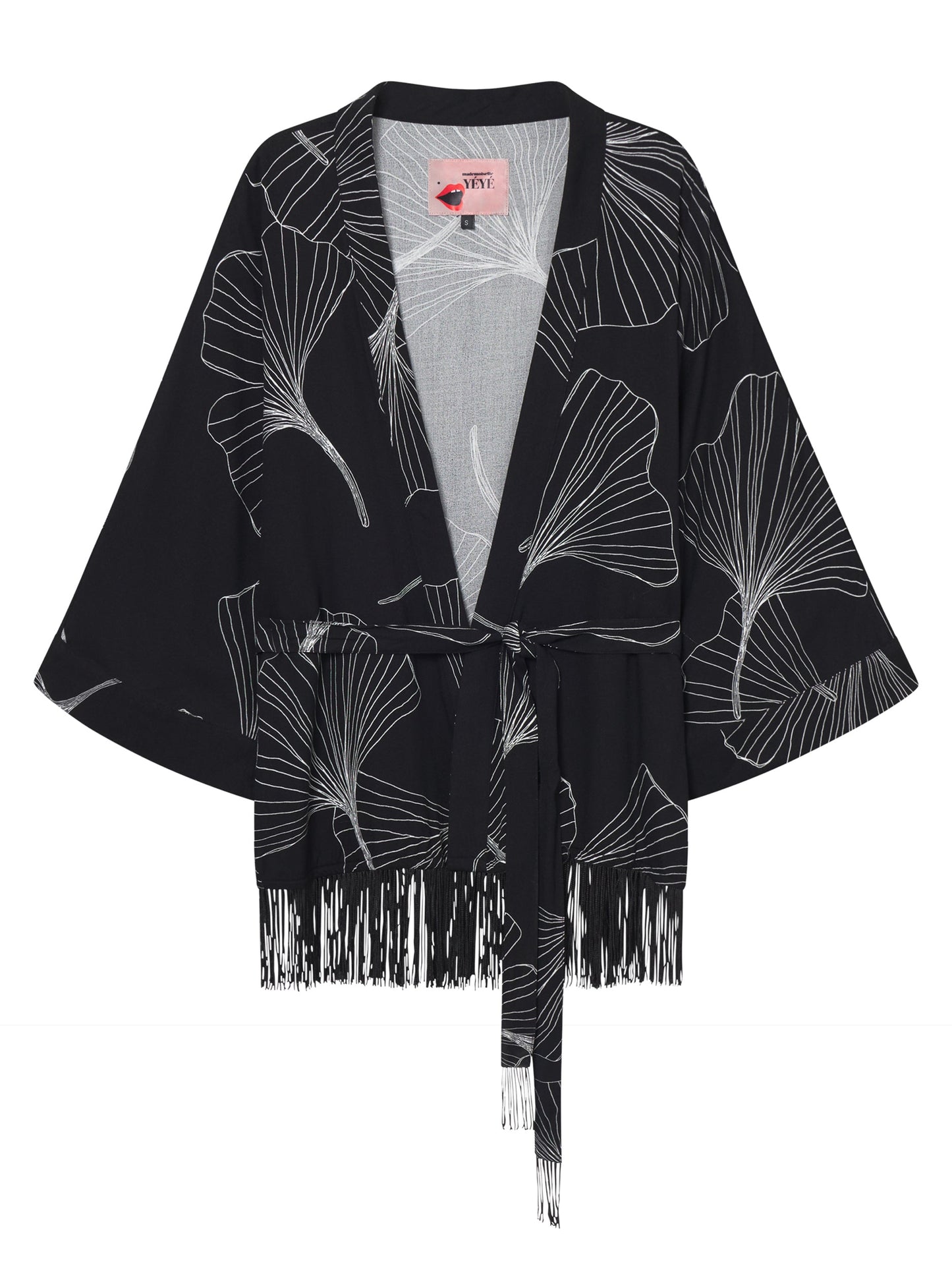 Kimono en ecovero | noir "tassel fusion kimono jacket - black"
