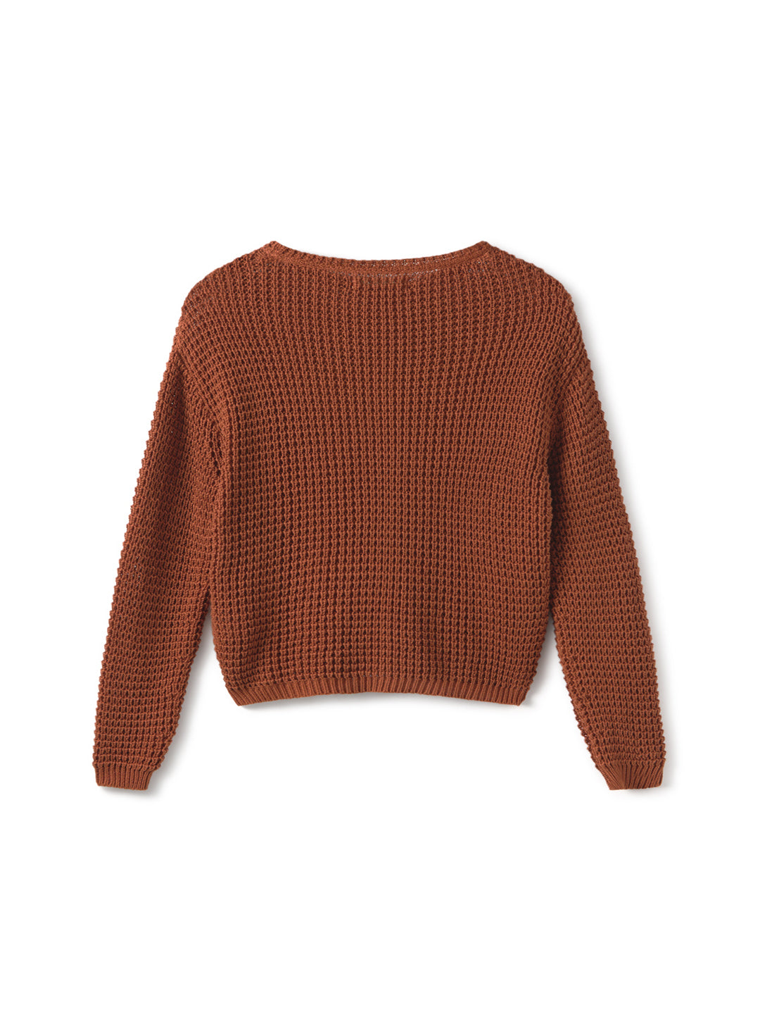 Pull en maille de coton bio | marron "teresa open work knit roof"