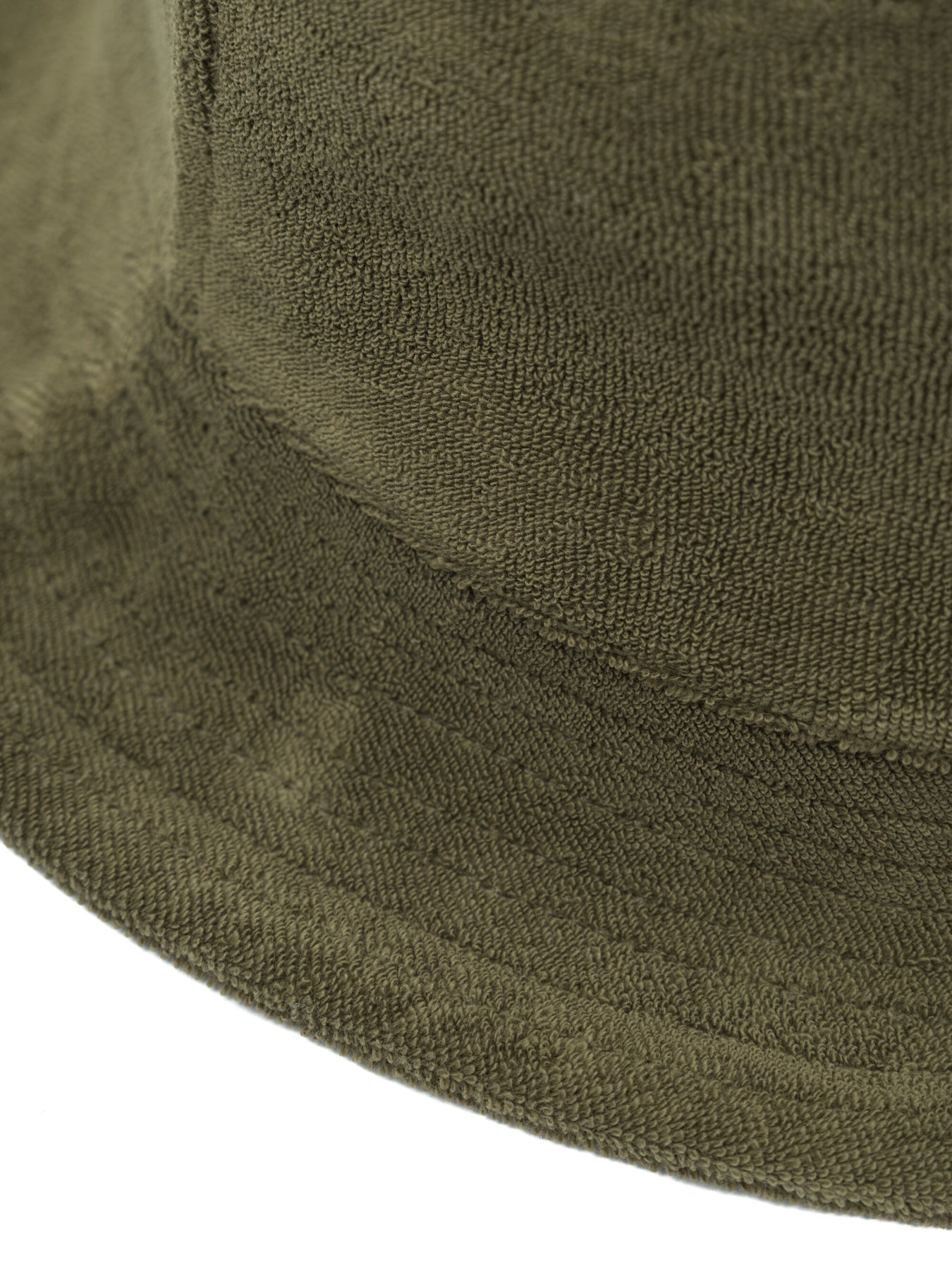 Bob éponge olive en coton bio et matière recyclée - terry bucket hat burned olive
