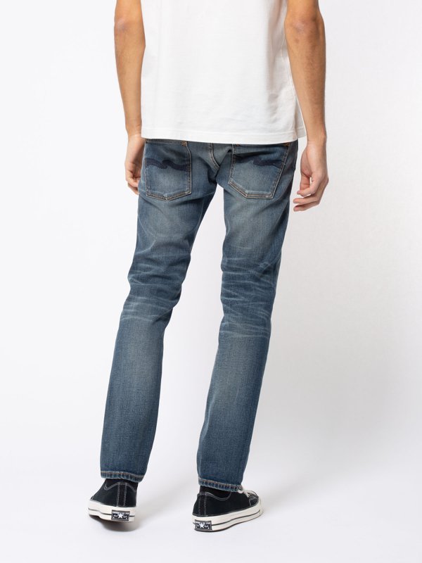 Jean bleu délavé en coton bio - Thin Finn blue temple