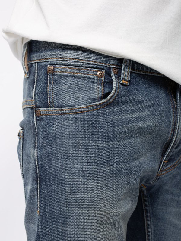 Jean bleu délavé en coton bio - Thin Finn blue temple