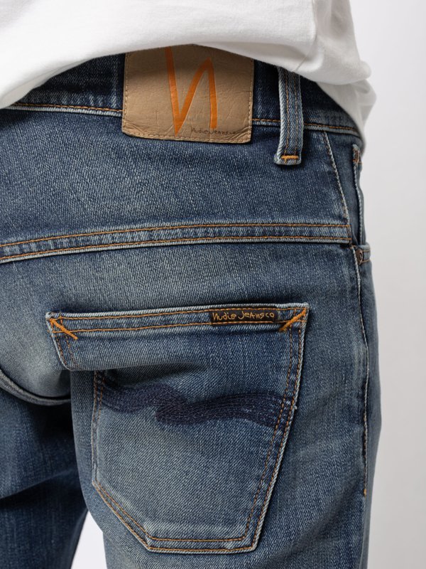 Jean bleu délavé en coton bio - Thin Finn blue temple