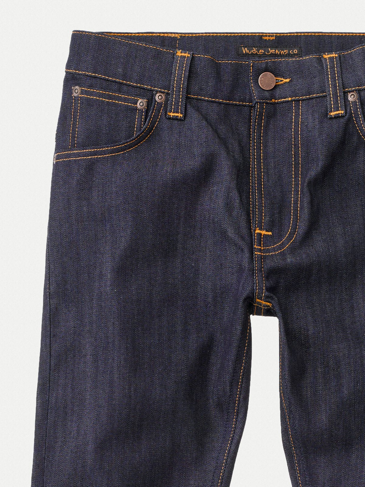 Jean slim brut en coton bio - thin finn dry ecru embo