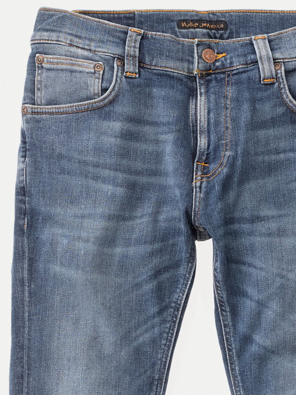 Jean skinny délavé en coton bio | bleu "Tight Terry steel navy"
