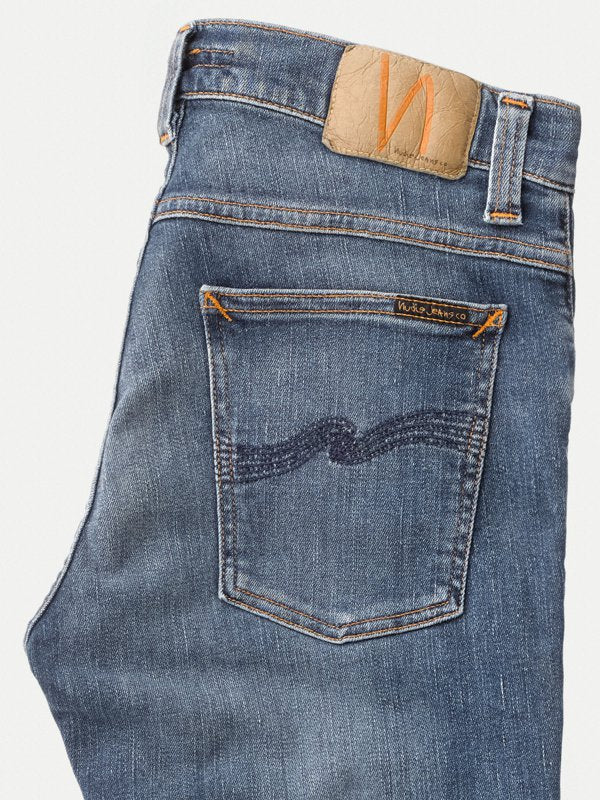 Jean skinny délavé en coton bio | bleu "Tight Terry steel navy"