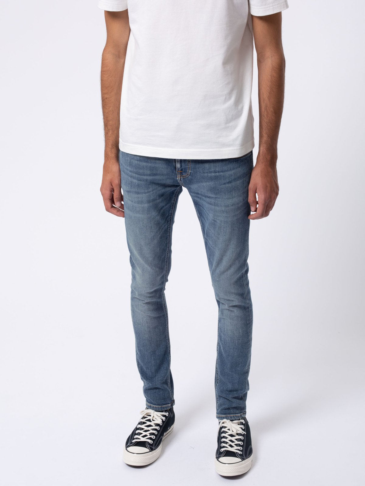 Jean skinny délavé en coton bio | bleu "Tight Terry steel navy"