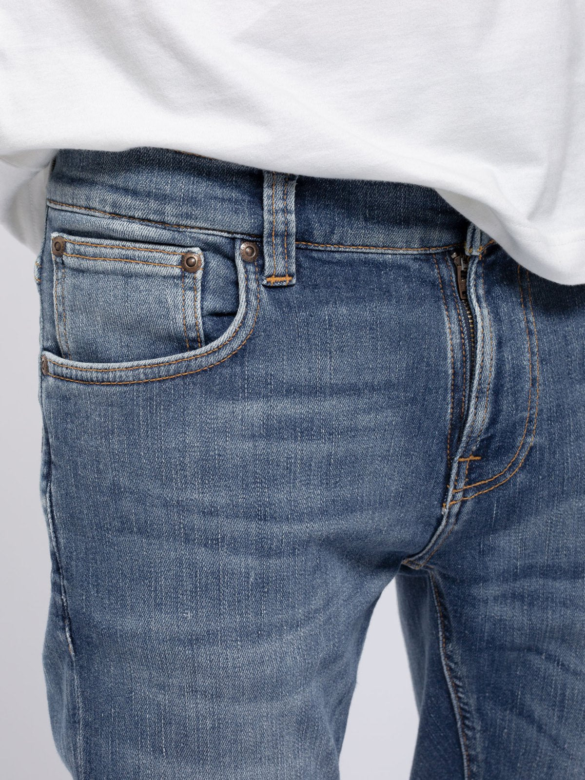 Jean skinny délavé en coton bio | bleu "Tight Terry steel navy"