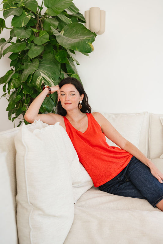 Débardeur en lin upcyclé | rouge | Rouge