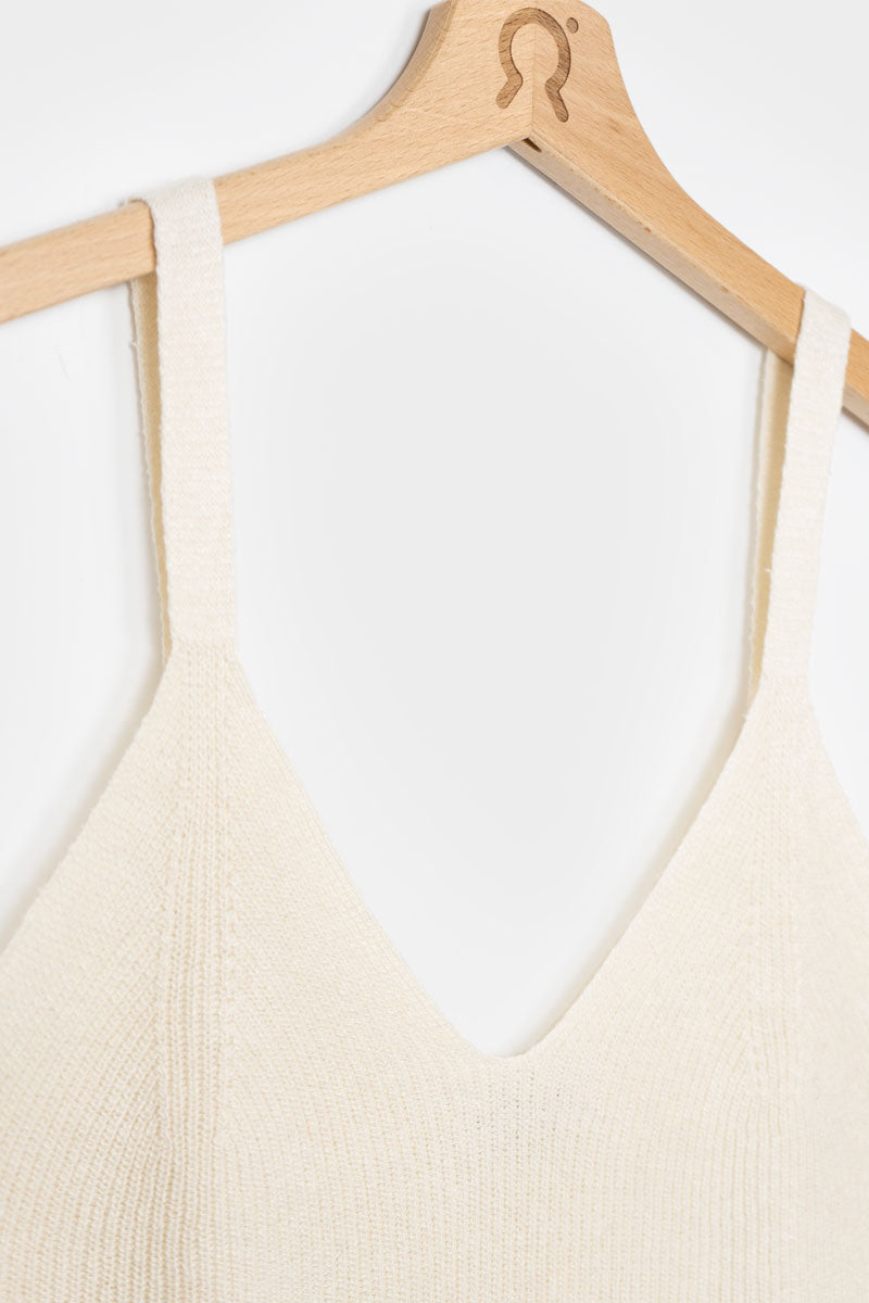 Top à bretelles en soie recyclée | écru "top donna seta rigenerata grace"