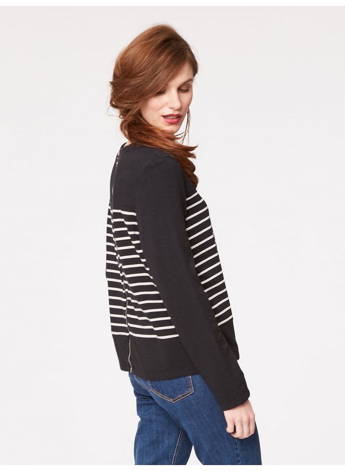 Marinière noire en viscose de bambou et coton