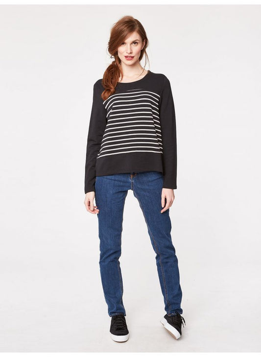 Marinière noire en viscose de bambou et coton