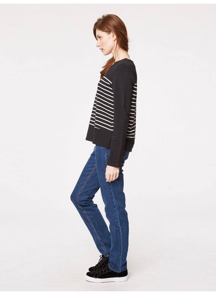 Marinière noire en viscose de bambou et coton