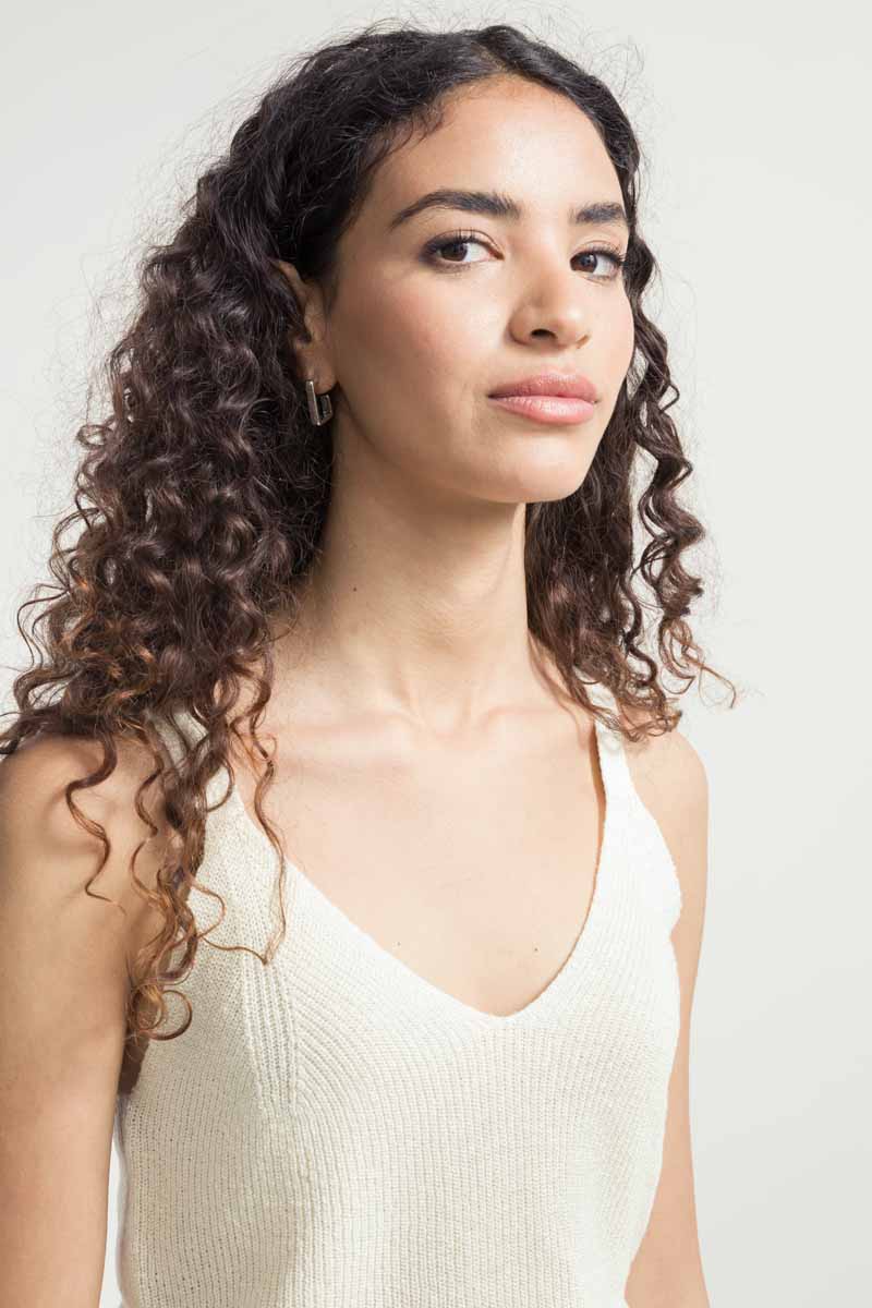 Top à bretelles en soie recyclée | écru "top donna seta rigenerata grace"