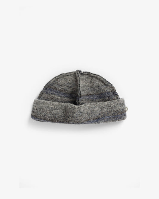 Bonnet en laine bio | gris "toque wool blend - navy/grey stripe"