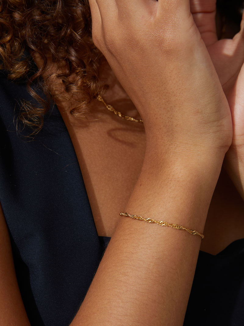Bracelet en plaqué or certifié | doré "singapore bracelet - gold"