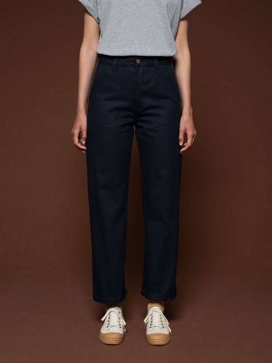 Pantalon twill droit marine en coton recyclé - tuff tony pants rebirth navy
