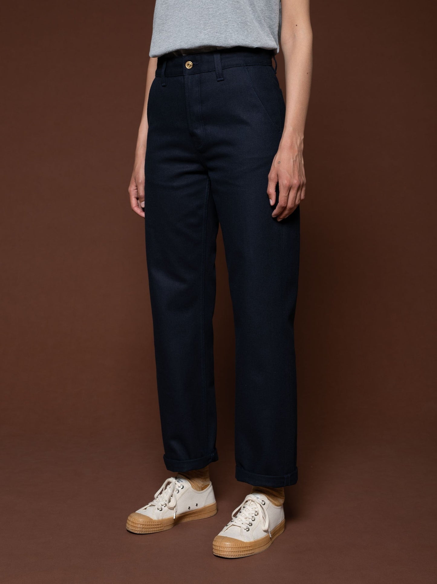 Pantalon twill droit marine en coton recyclé - tuff tony pants rebirth navy