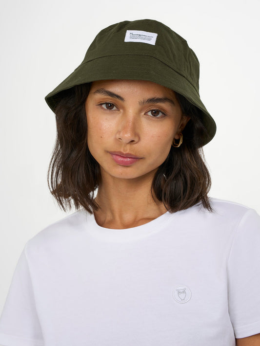 Bob vert forêt en coton bio - twill block bucket hat forrest night