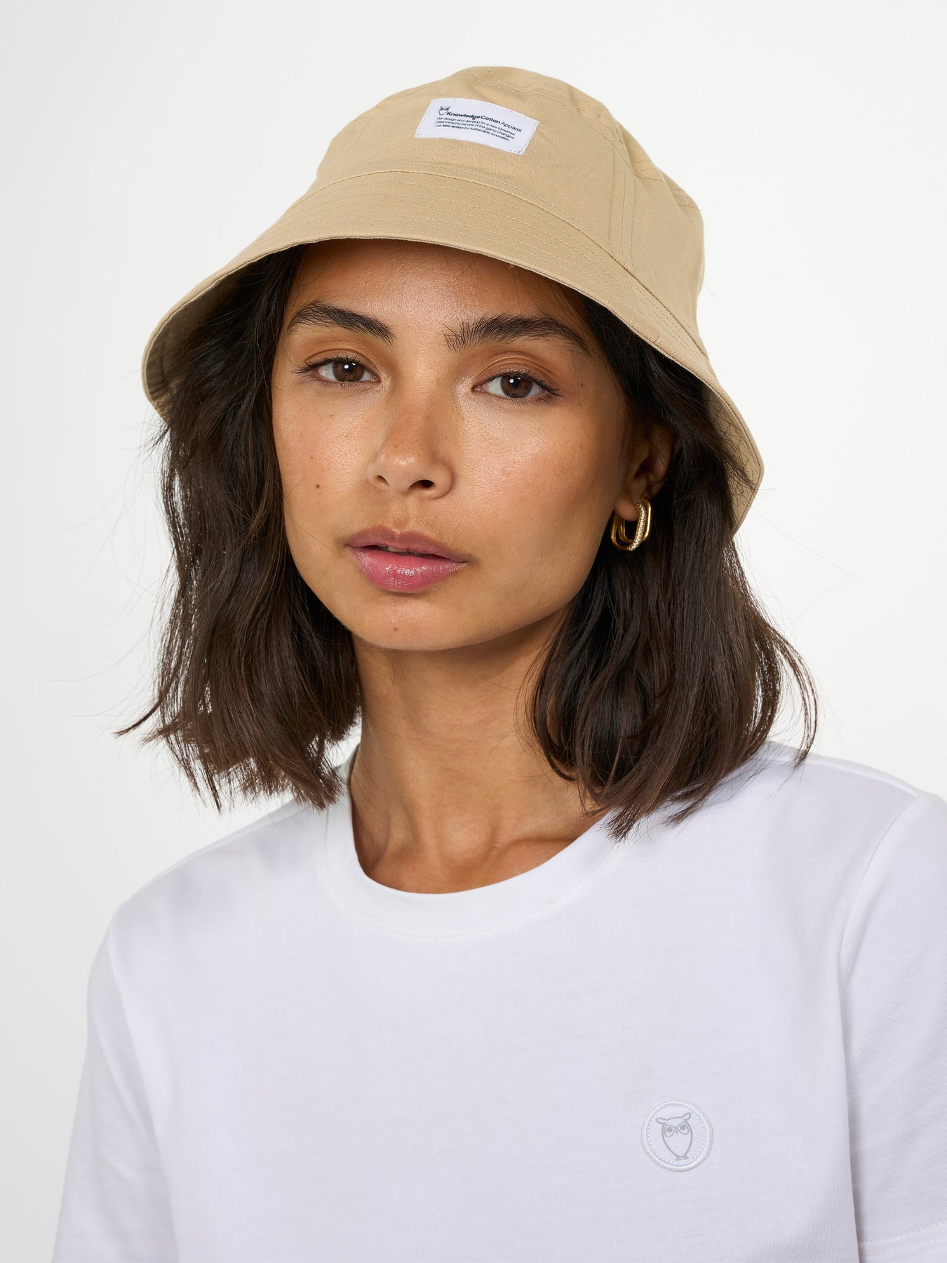 Bob beige en coton bio - twill block bucket hat safari