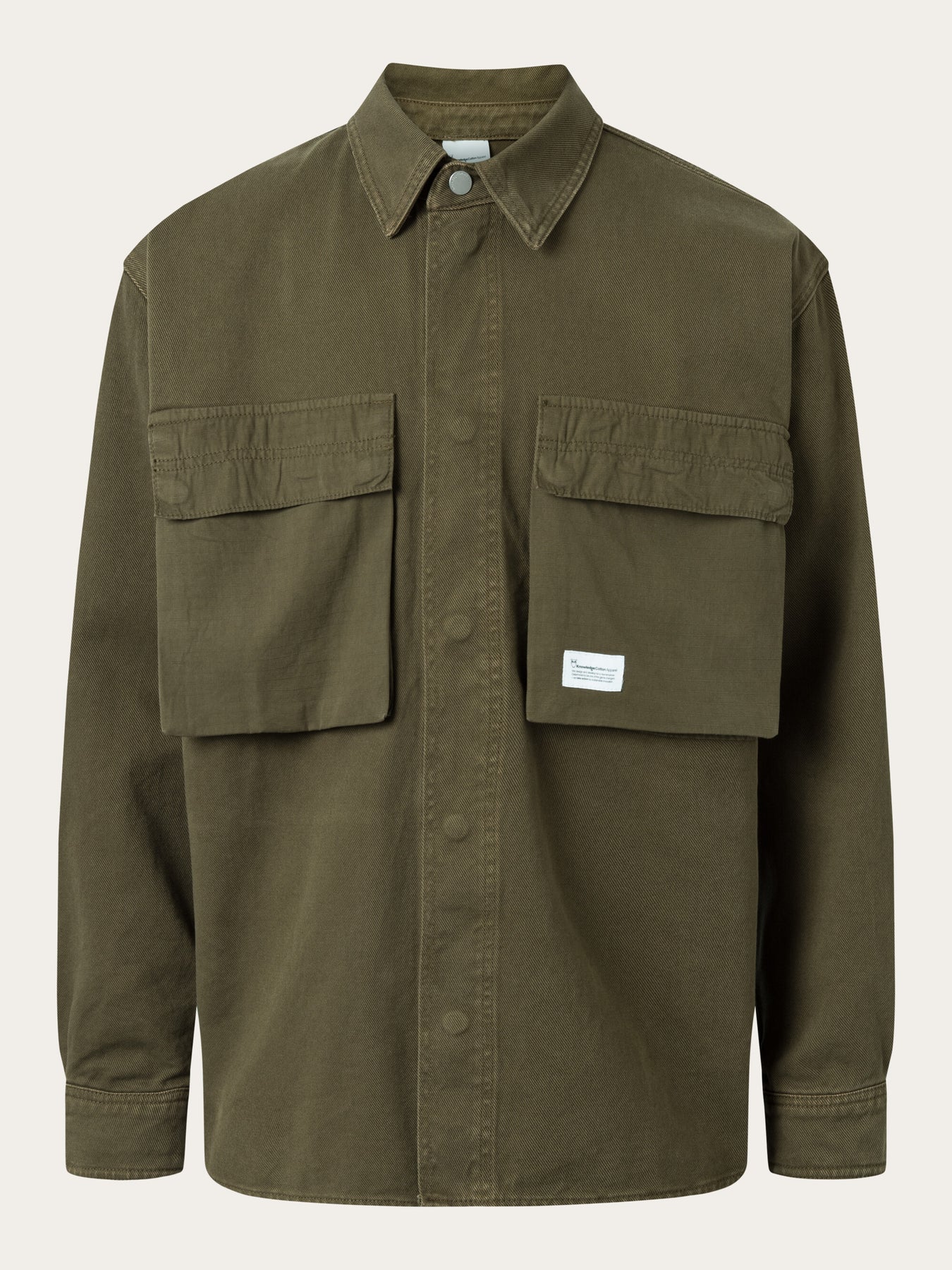 Veste en sergé de coton bio | Olive "twill loose fit overshirts dark olive"