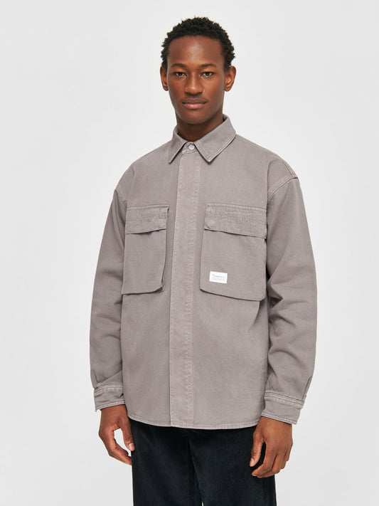 Veste en sergé de coton bio | Gris "twill loose fit overshirts sharkskin"