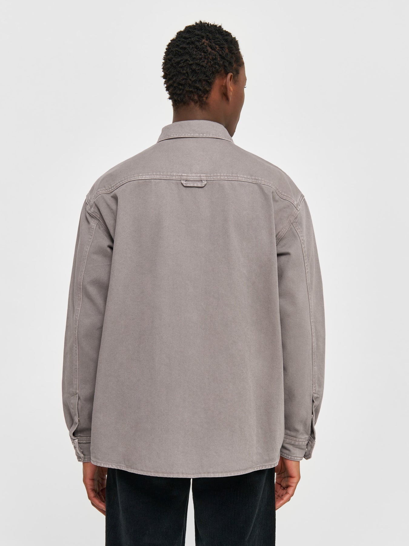 Veste en sergé de coton bio | Gris "twill loose fit overshirts sharkskin"