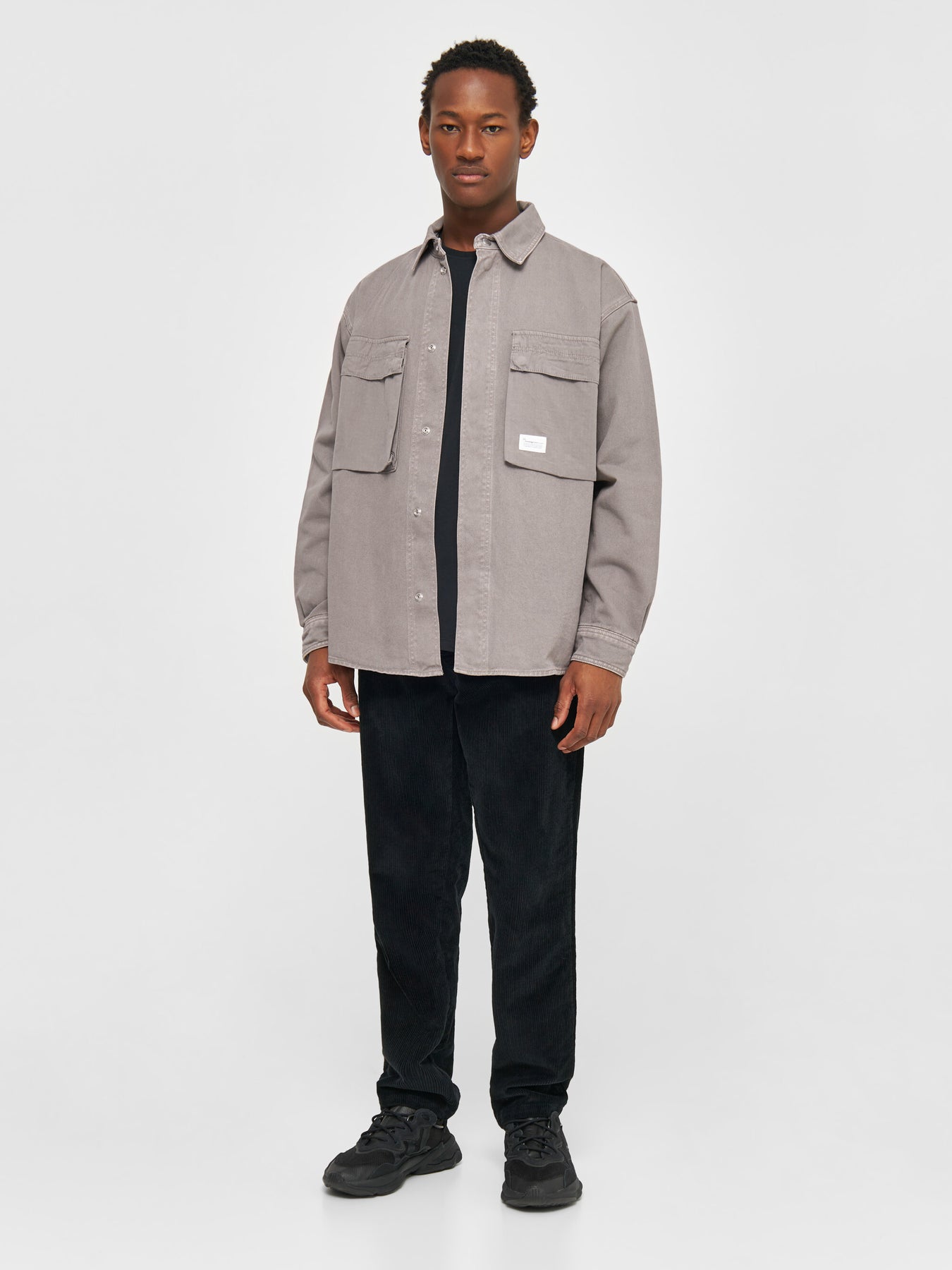 Veste en sergé de coton bio | Gris "twill loose fit overshirts sharkskin"