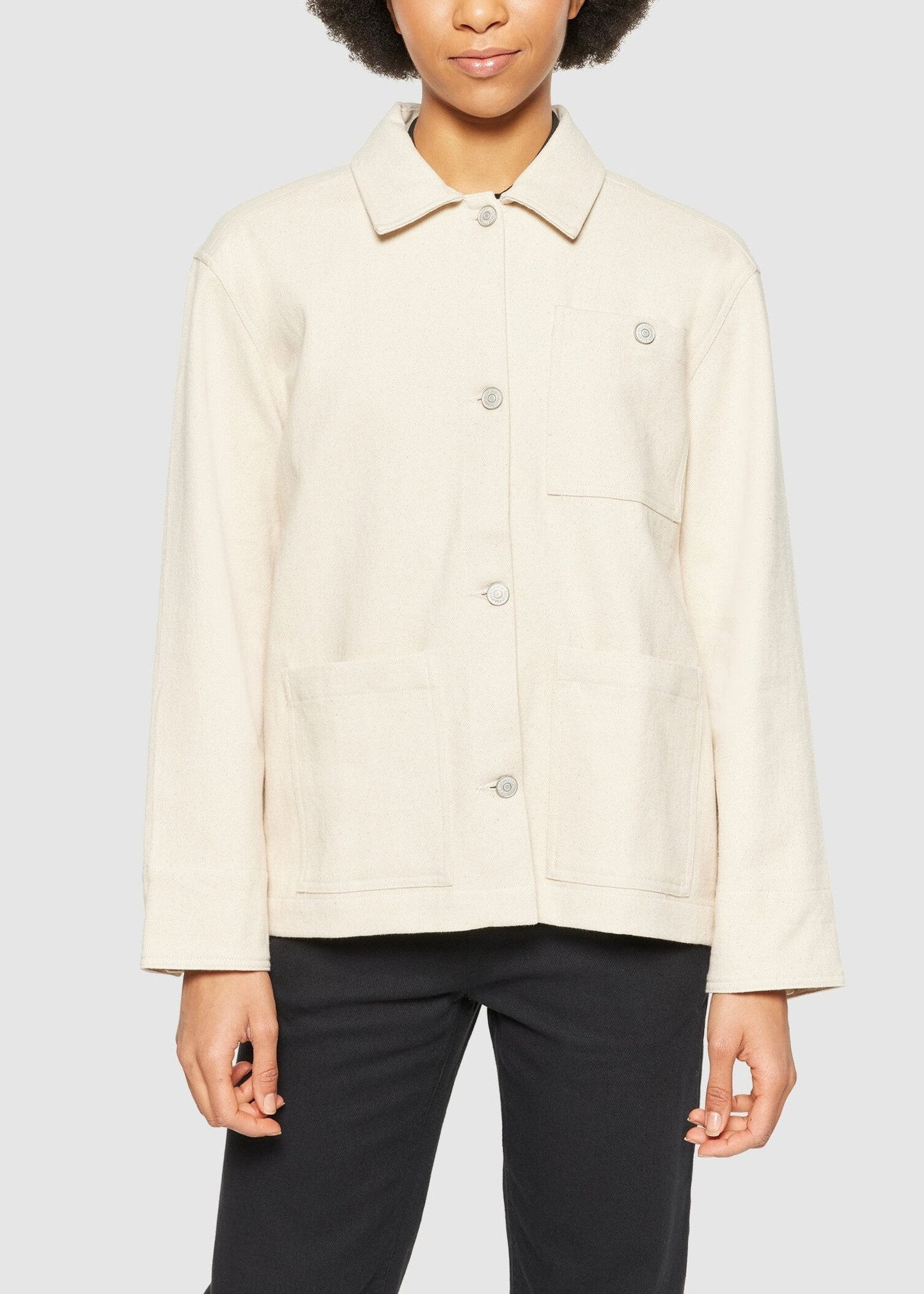 Surchemise à poches en coton bio | beige "twill overshirt egret"