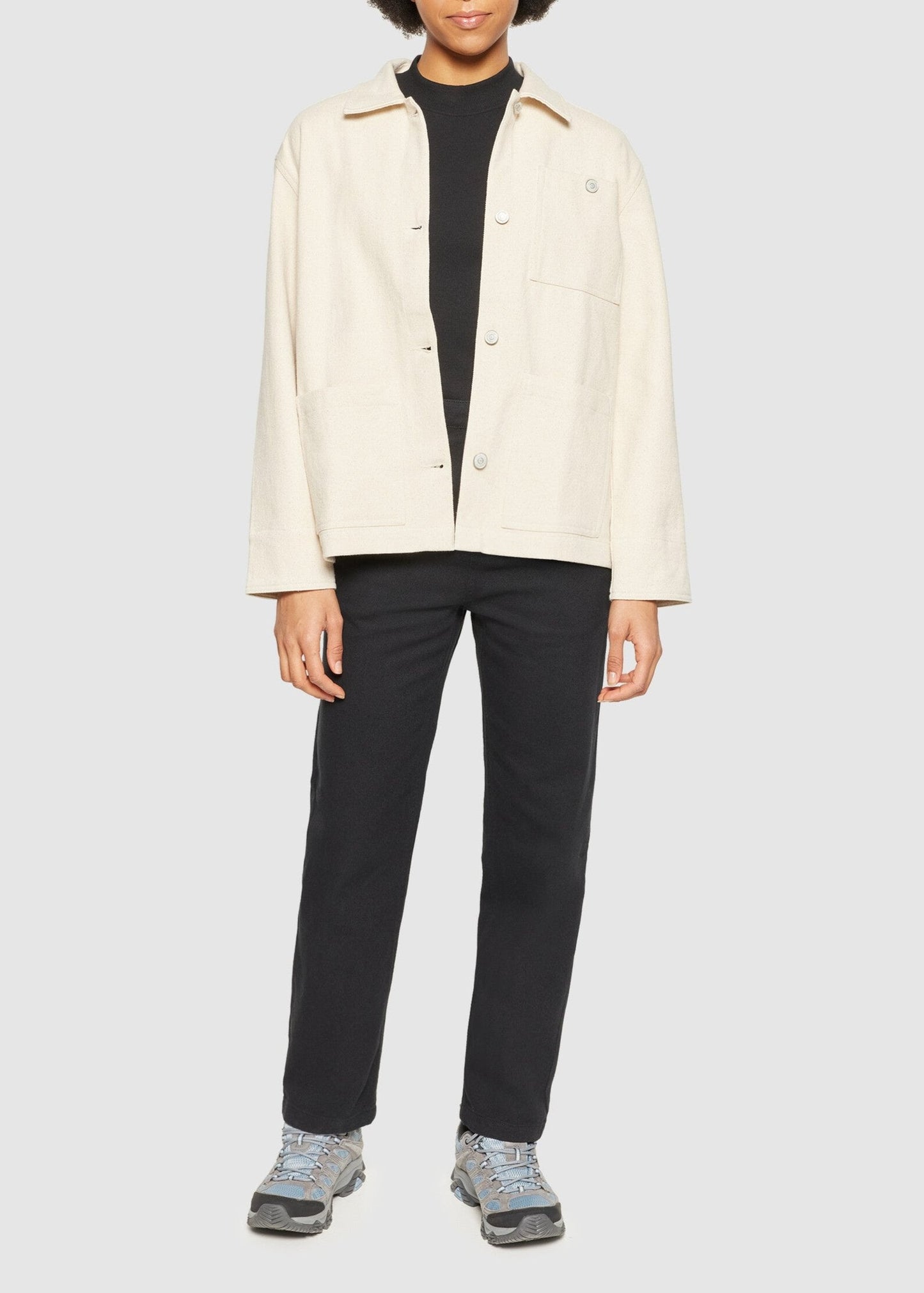 Surchemise à poches en coton bio | beige "twill overshirt egret"