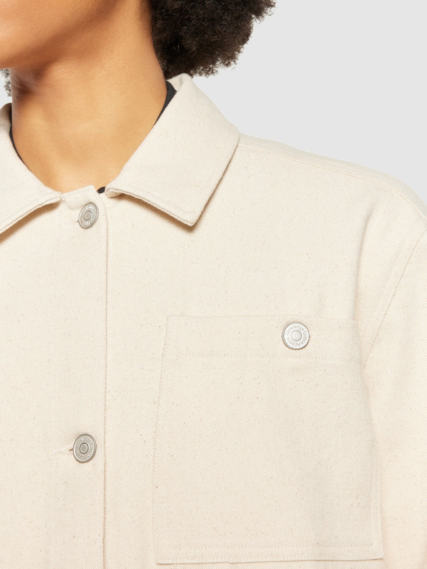 Surchemise à poches en coton bio | beige "twill overshirt egret"