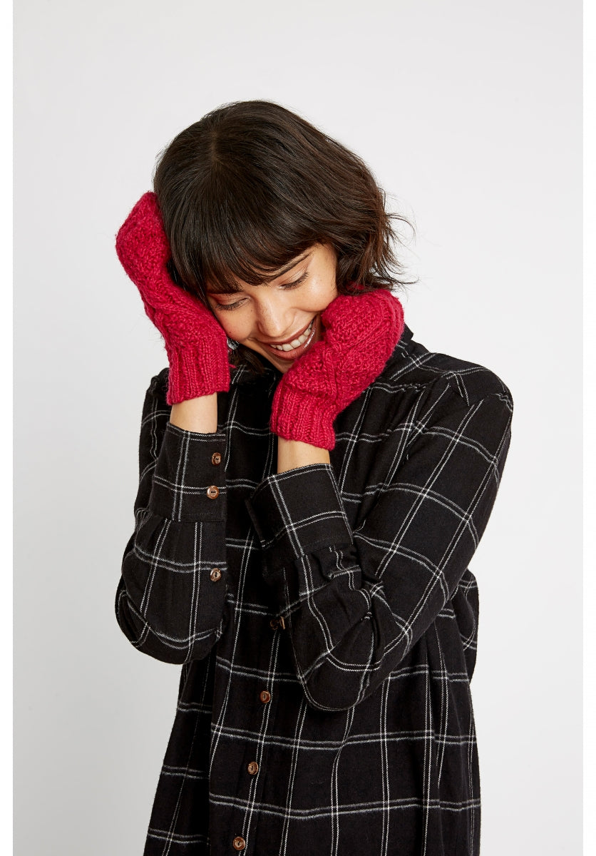 Moufles en laine rose