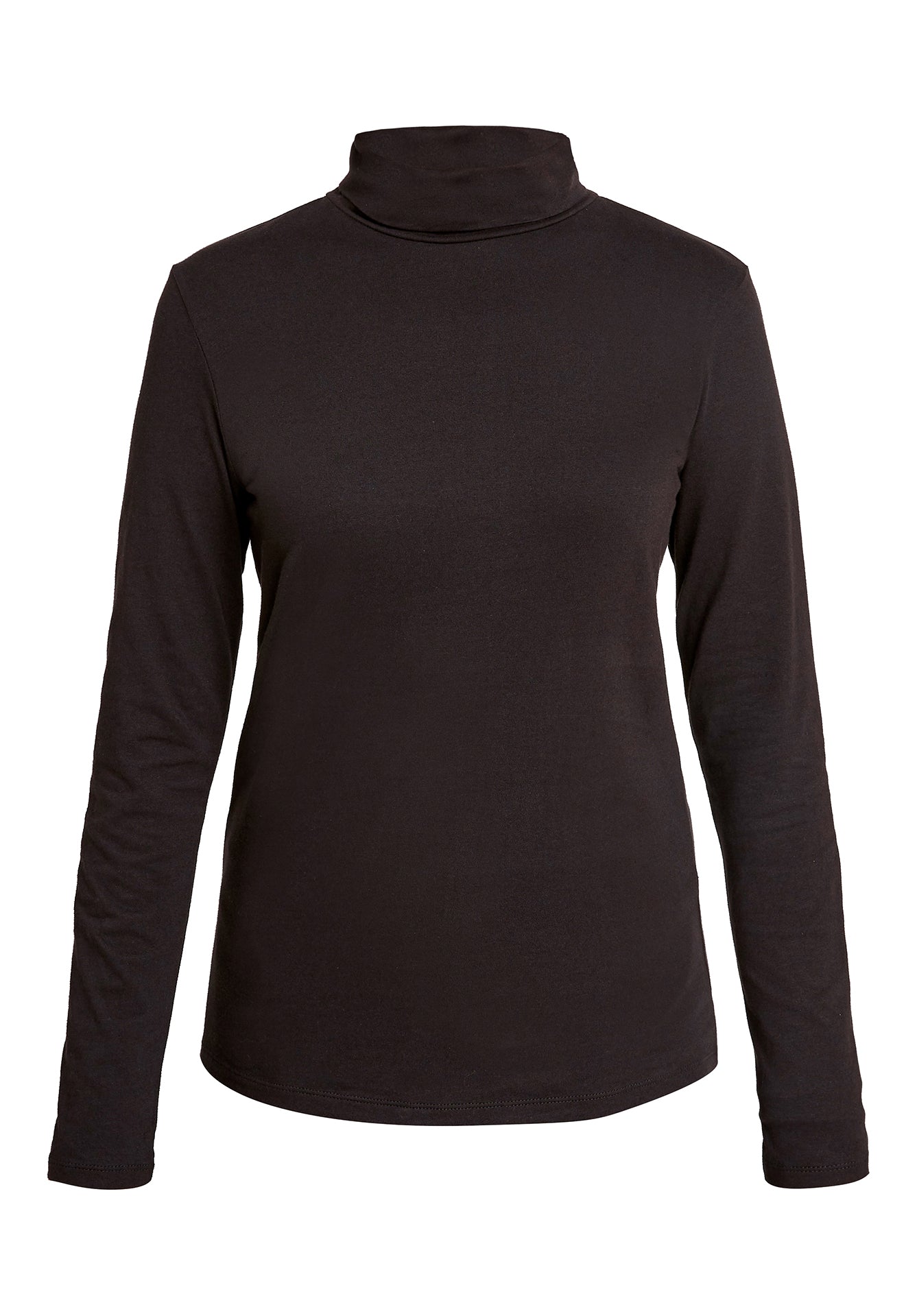 T-shirt manches longues col roulé noir en coton bio - laila