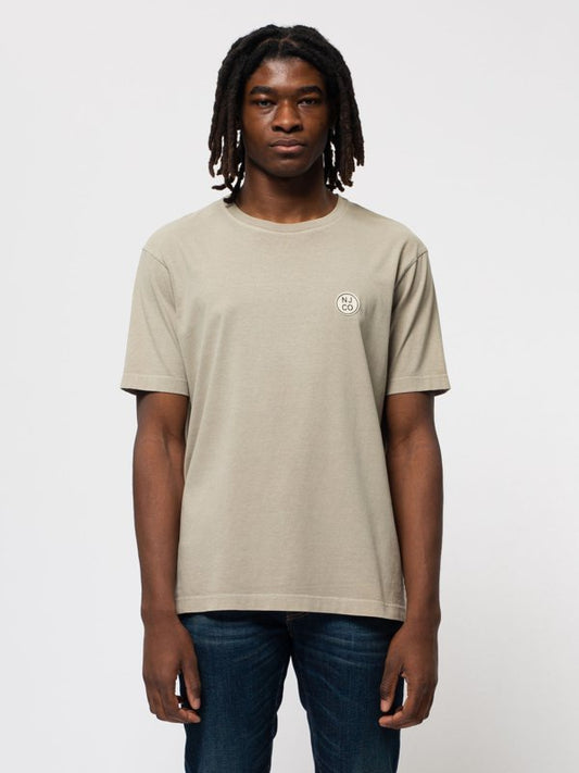 T-shirt ample taupe logo blanc en coton bio - Uno NJCO Circle