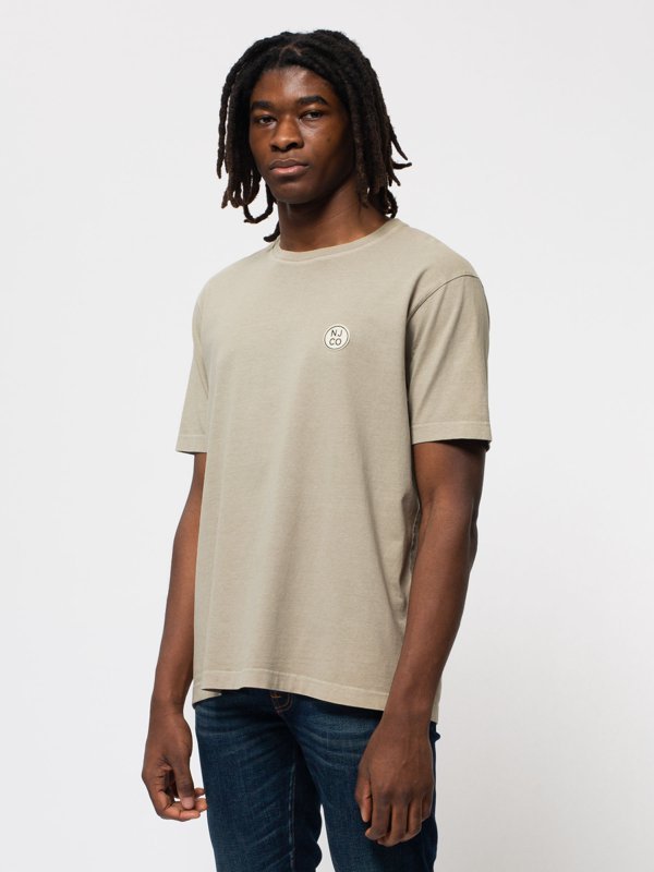 T-shirt ample taupe logo blanc en coton bio - Uno NJCO Circle