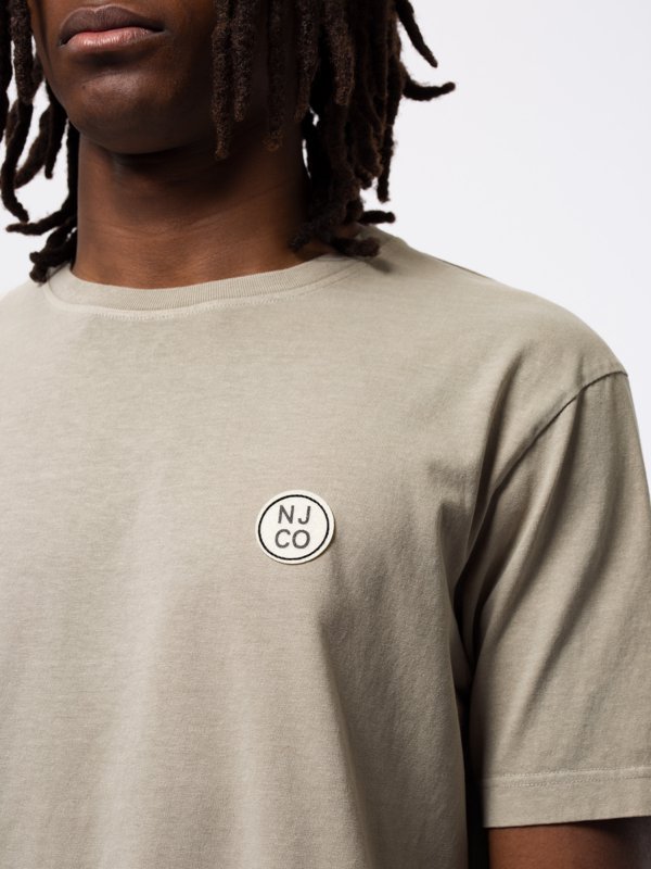 T-shirt ample taupe logo blanc en coton bio - Uno NJCO Circle