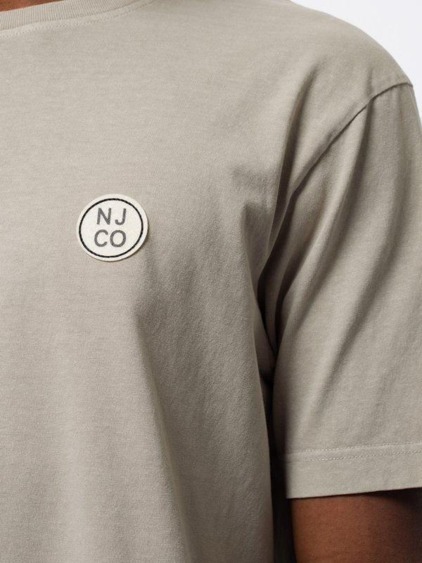 T-shirt ample taupe logo blanc en coton bio - Uno NJCO Circle