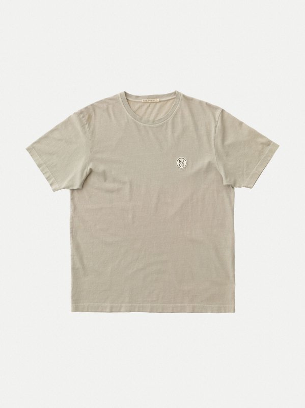 T-shirt ample taupe logo blanc en coton bio - Uno NJCO Circle