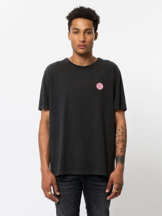 T-shirt ample noir logo rose en coton bio - Uno NJCO Circle
