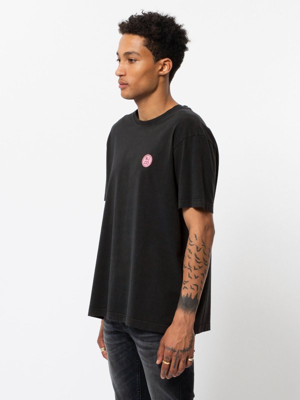 T-shirt ample noir logo rose en coton bio - Uno NJCO Circle