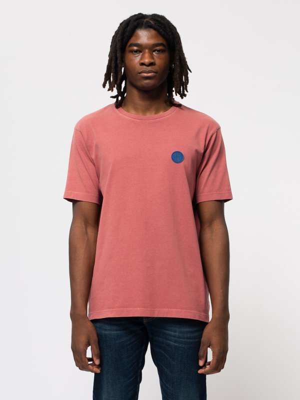 T-shirt ample corail logo bleu en coton bio - Uno NJCO Circle