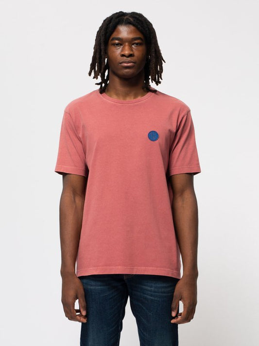 T-shirt ample corail logo bleu en coton bio - Uno NJCO Circle