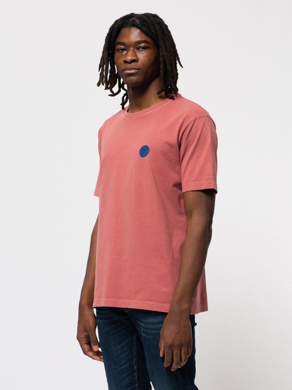 T-shirt ample corail logo bleu en coton bio - Uno NJCO Circle