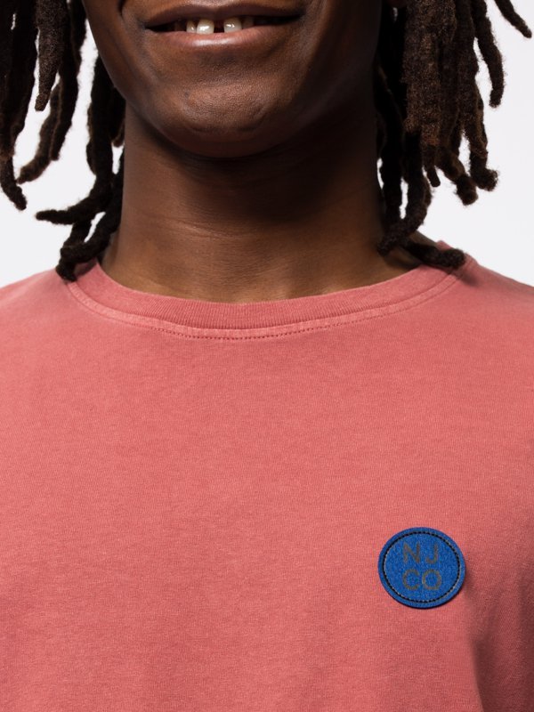 T-shirt ample corail logo bleu en coton bio - Uno NJCO Circle