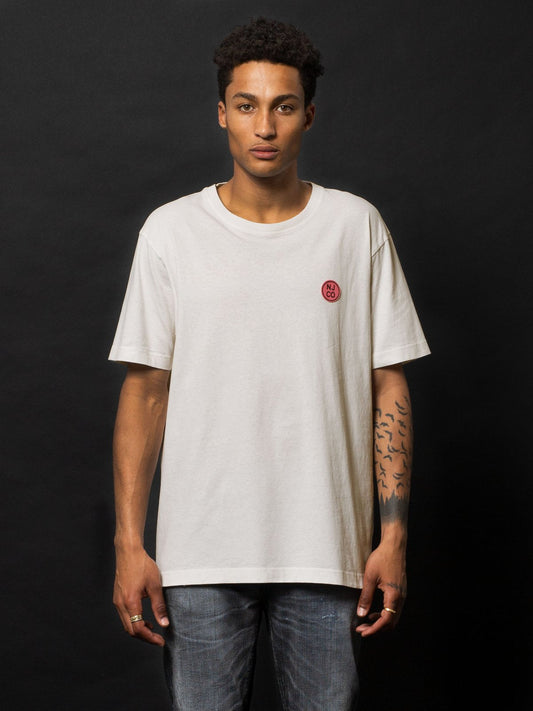 T-shirt ample blanc logo rose en coton bio - Uno NJCO Circle