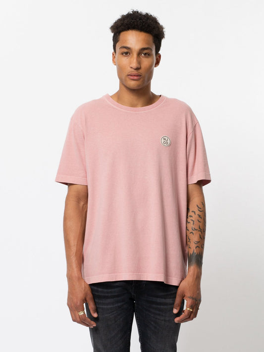 T-shirt ample rose logo blanc en coton bio - Uno NJCO Circle