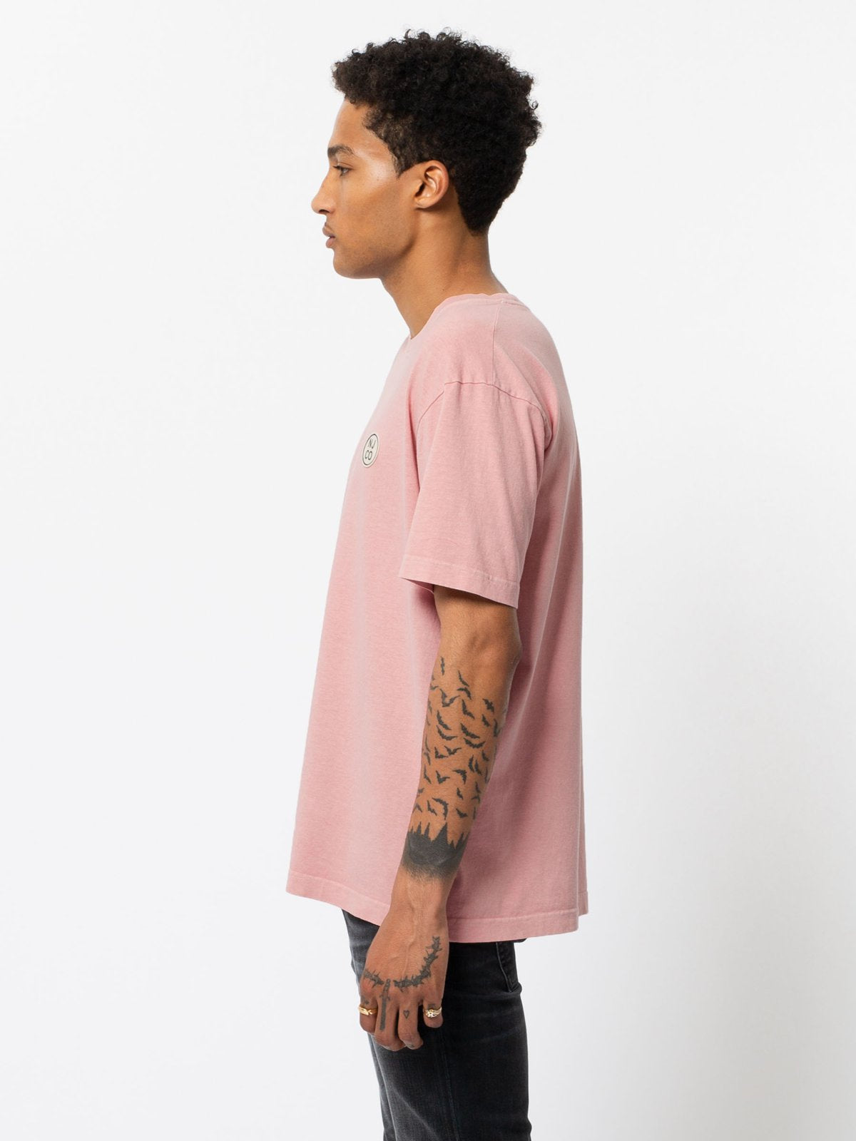T-shirt ample rose logo blanc en coton bio - Uno NJCO Circle