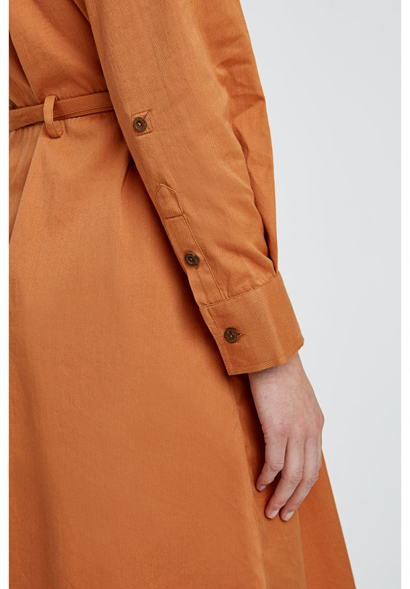 Robe longue unie camel en coton bio – Penny