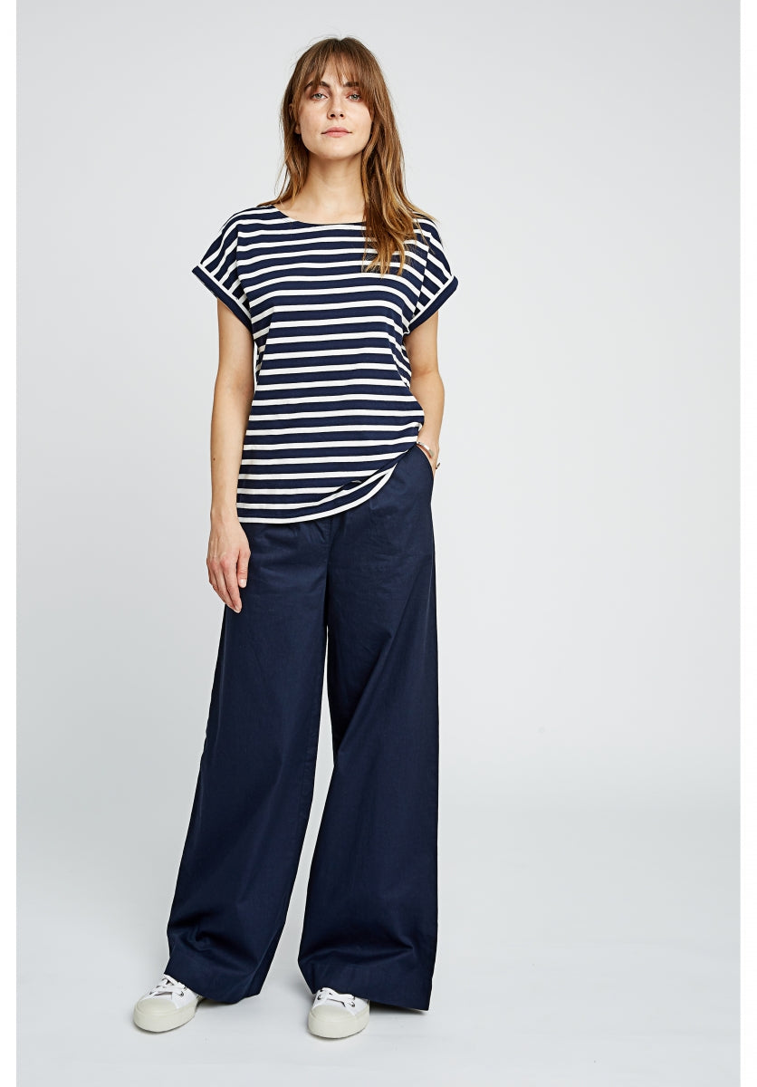T-shirt marinière bleu marine en coton bio – Jodie