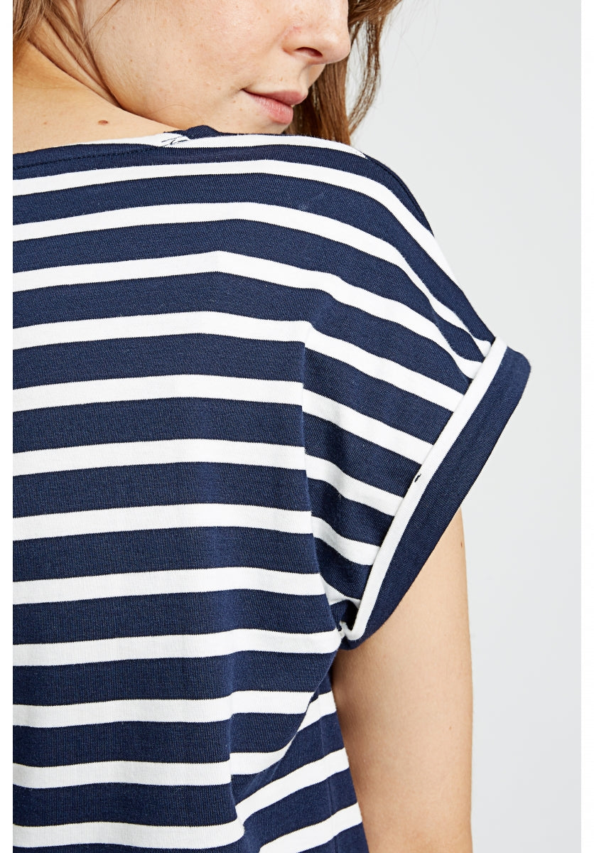 T-shirt marinière bleu marine en coton bio – Jodie